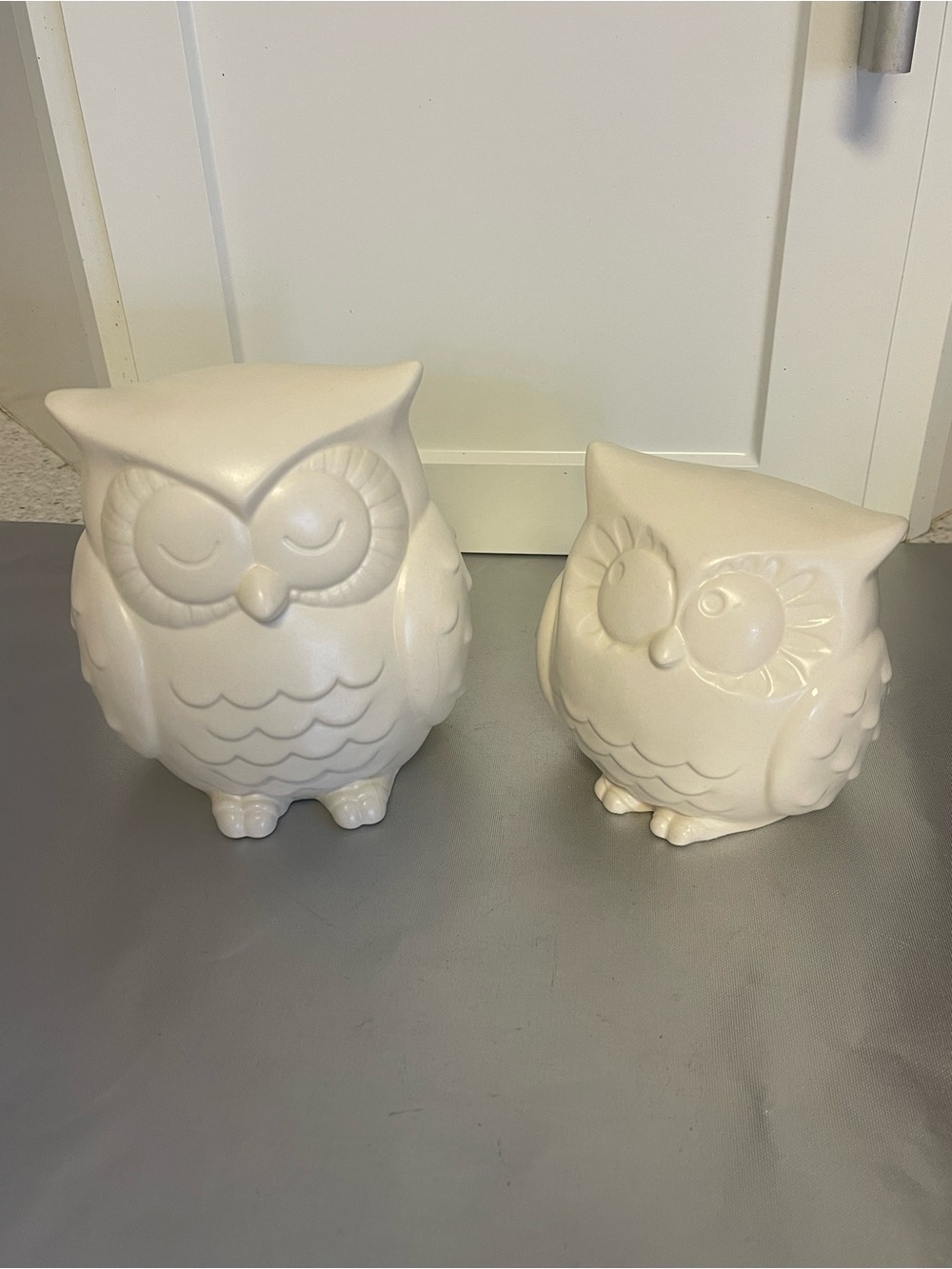 White Ceramic Owl Figurine Set - Home Accents
